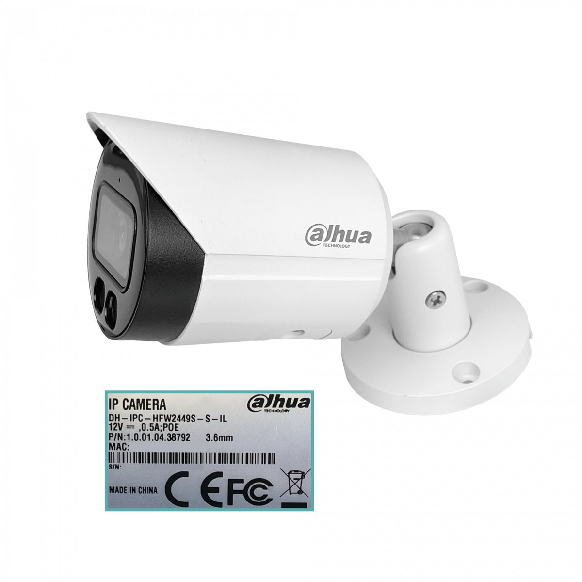CAMI-BALA43 DAHUA Bala 4MP fijo-3,6mm IP67 PoE IR30mt Cámara IP WizSense HFW2449SP