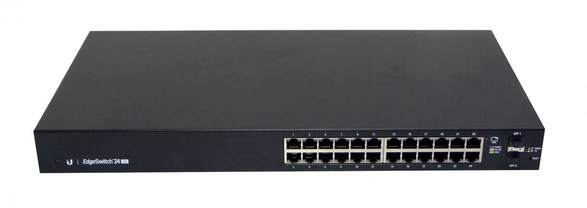 ES24-LITE. Switch gestionable Ubiquiti de 24 puertos 1000, 2 SFP, consola RS232-RJ45, para rack, alimentación 220VAC/25VDC ES-24-LITE-EU. UBIQUITI