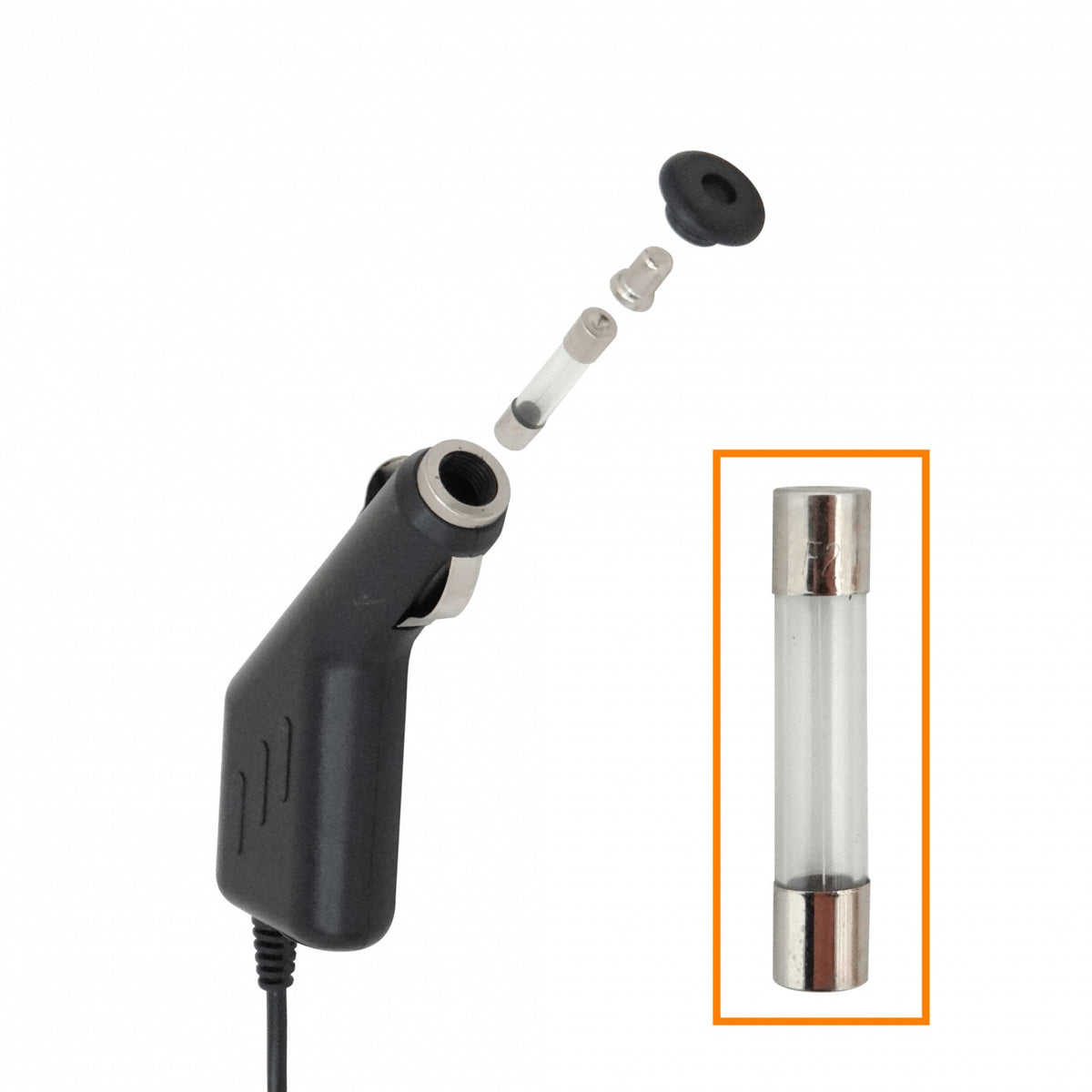 PLUG-AUTO-5 Adaptador de Corriente para Automóvil Macho 24V/12V a USB 5V-1500mA con Fusible de 2A, Modelo A02SXYE
