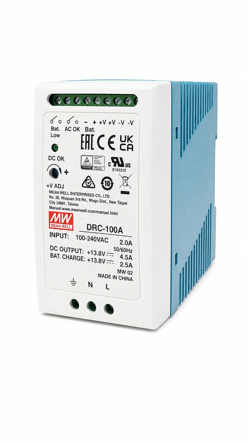 Fuente de poder riel DIN con UPS 100W DRC-100 - 27.6V / 27.6V