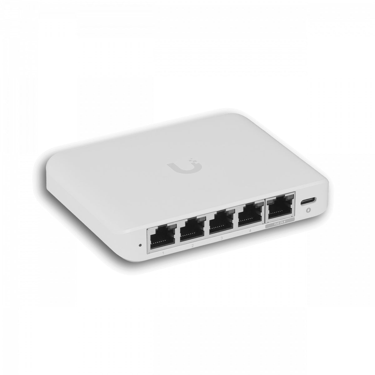 USW-FLEX-MINI2. Conmutador UniFi de interior L2 con 5 puertos a 2,5 Gbps, alimentación PoE af de entrada, requiere adaptador USB-C de 5 V — USW-FLEX-2.5G-5-EU de Ubiquiti