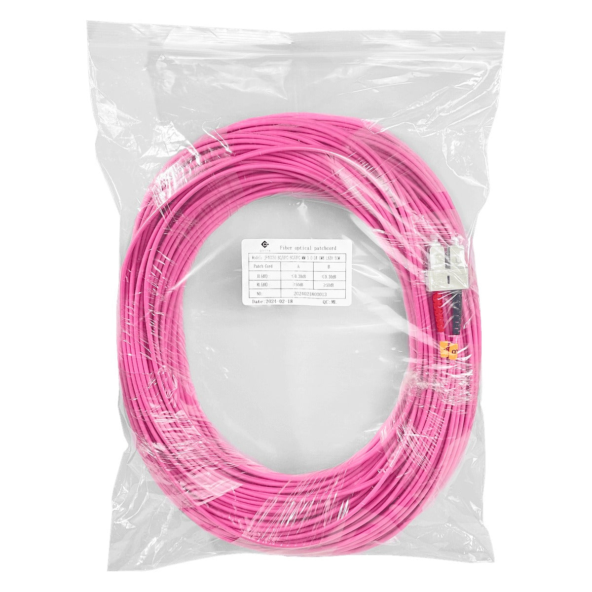 JF4CC50. LSZH 50mt SC-SC OM4 MultiModo MM Duplex Jumper Fibra 50/125um 3mm