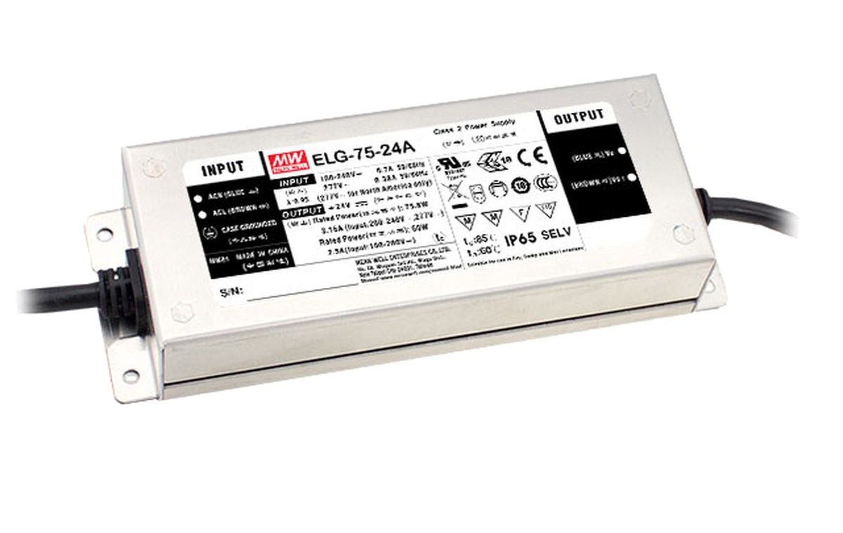 Driver LED carcasa metálica voltaje PFC opcional DALI 75W ELG-75 - 42V - A - Ajuste Potenciómetro (Io)