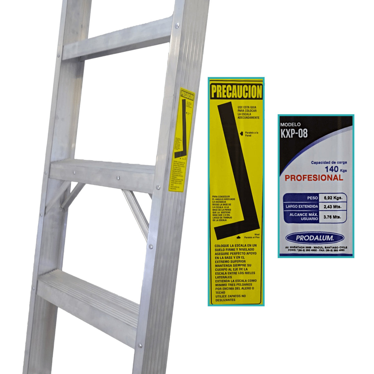 ESLA-408 Escalera recta de aluminio 8 peldaños 2,4 metros Capacidad 140kg