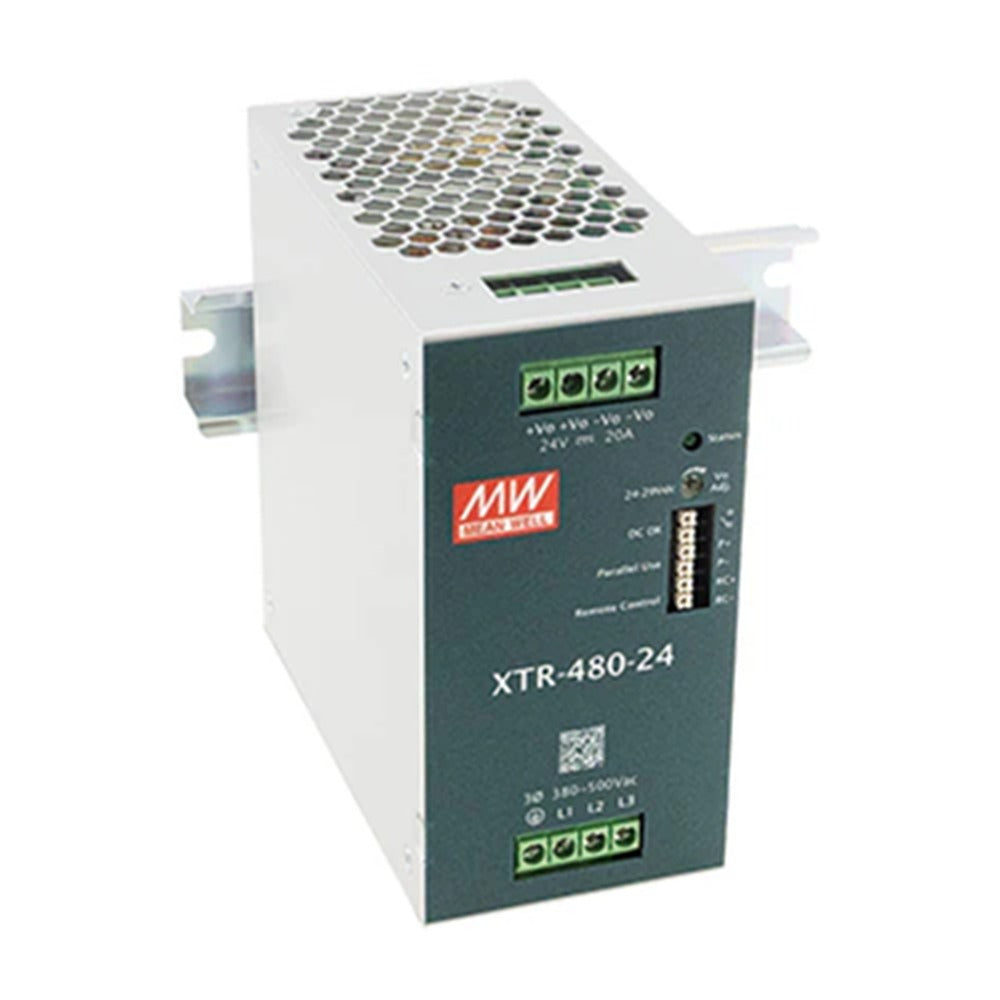 Fuente de Poder Industrial DIN Rail Mean Well XTR-480 – 480W AC/DC Ultra Slim - 12V