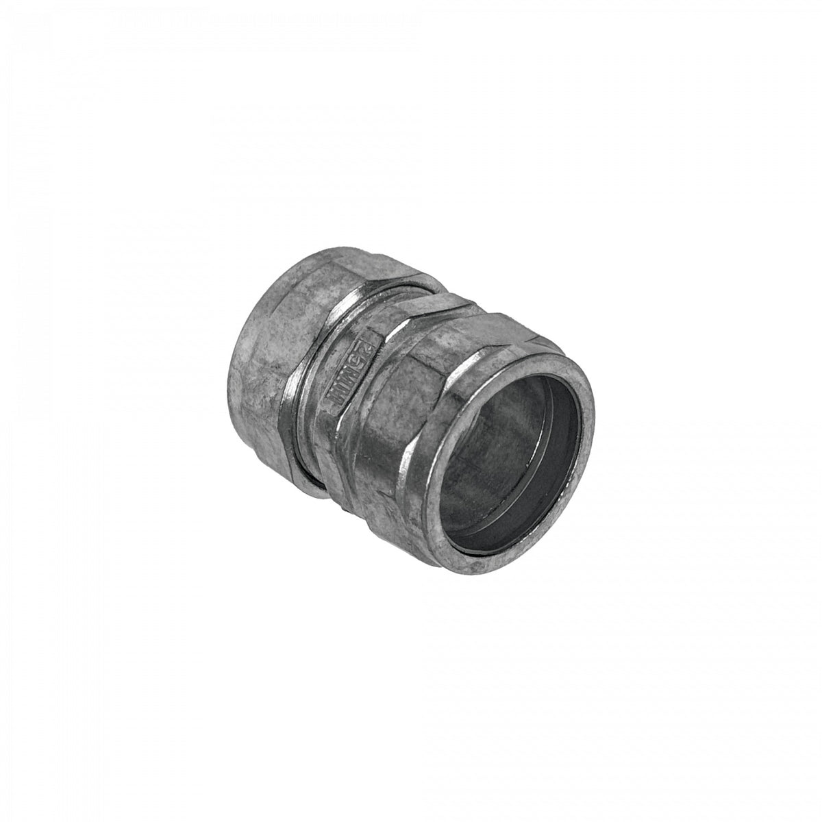 EMT25-UC Acoplador de Compresión Recto de 25mm en Acero Zincado para Tubería Conduit EMT de 25,0mm