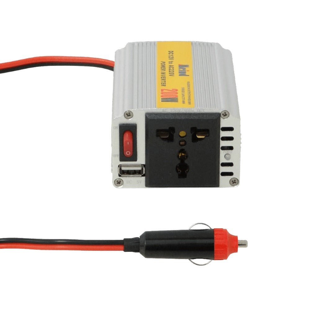 INV-200 MEIND 200W Convertidor 24/12VDC Entrada 220V Salida USB 5V Amperaje Alto Inversor Enchufe Automóvil