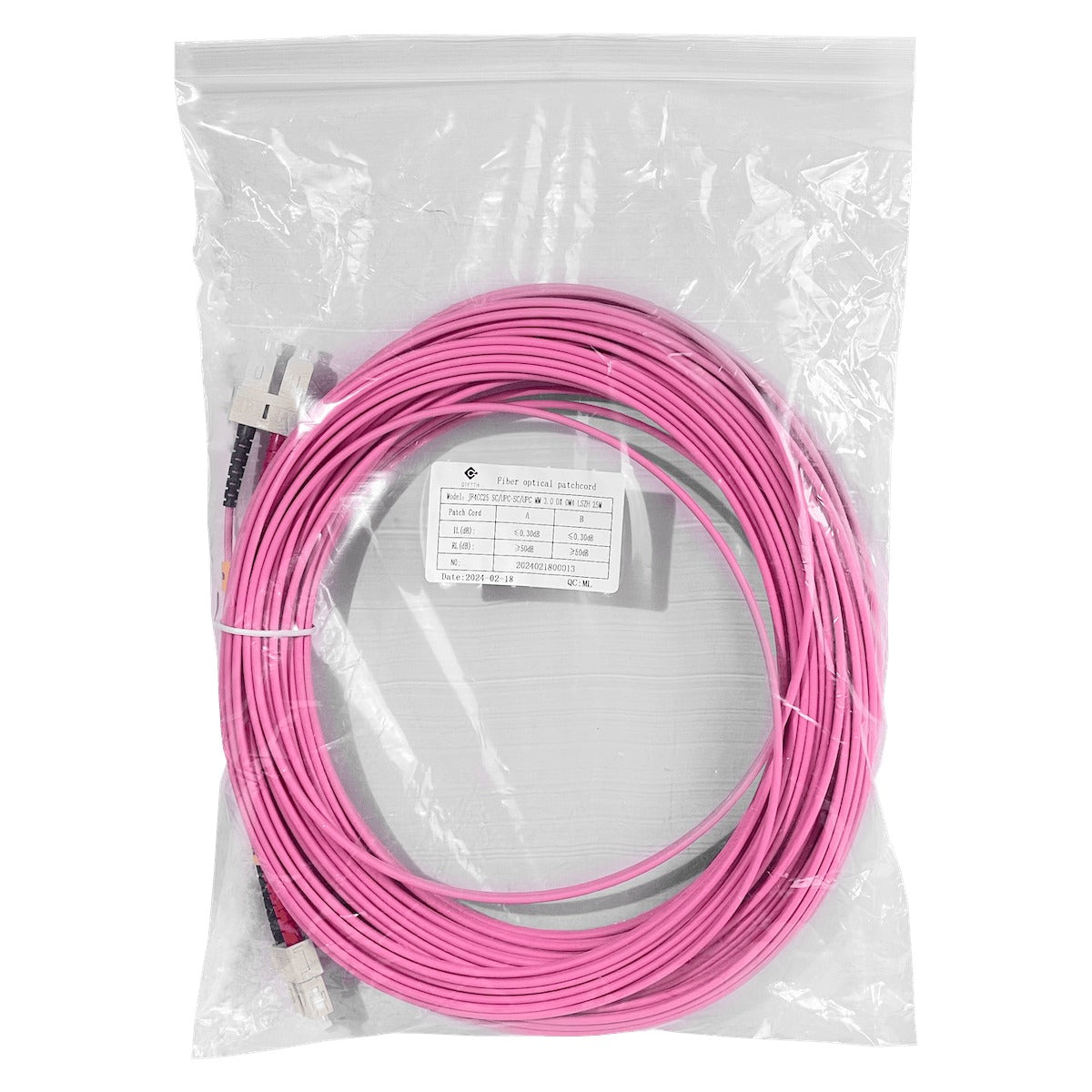 JF4CC25 LSZH m25t SC-SC OM4 MultiModo MM Duplex Jumper Fibra 50/125um 3mm