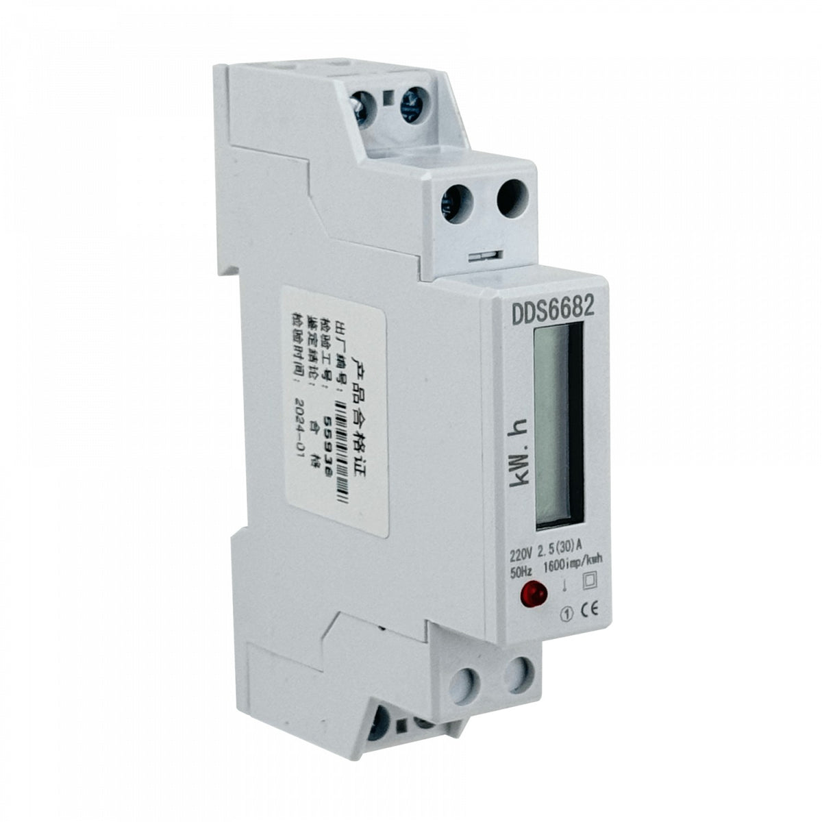 DDS238-1 Contador 2,5-30A Voltio Amperio Vatio Retroiluminado CarrilDIN-18mm 230VAC Remarcable