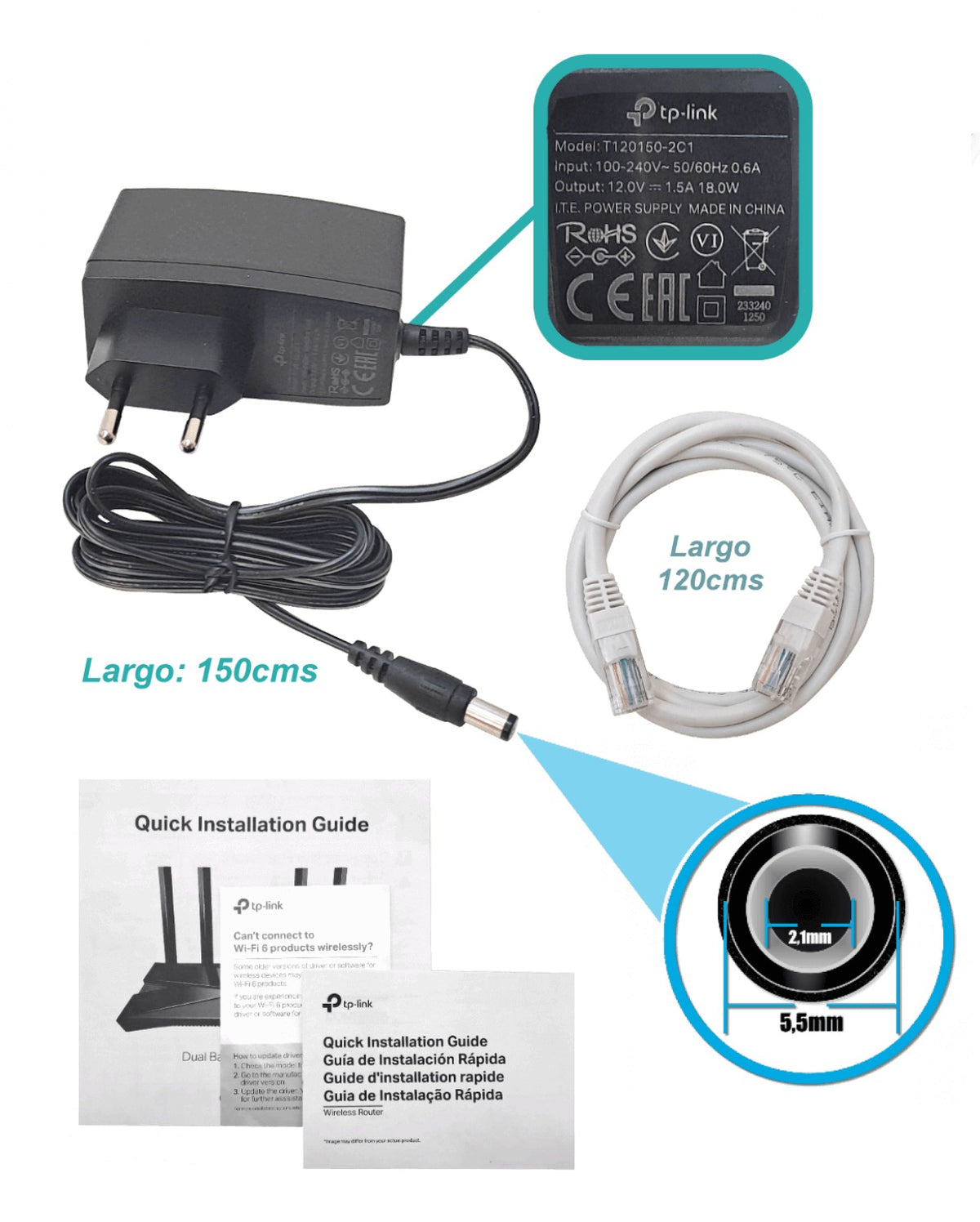 AX23 TP-LINK Enrutador WiFi6 de doble banda AX1800 5GHz+2,4GHz 1201+574mbps 4-antenas-fijas 4-puertos-1000 1-WAN