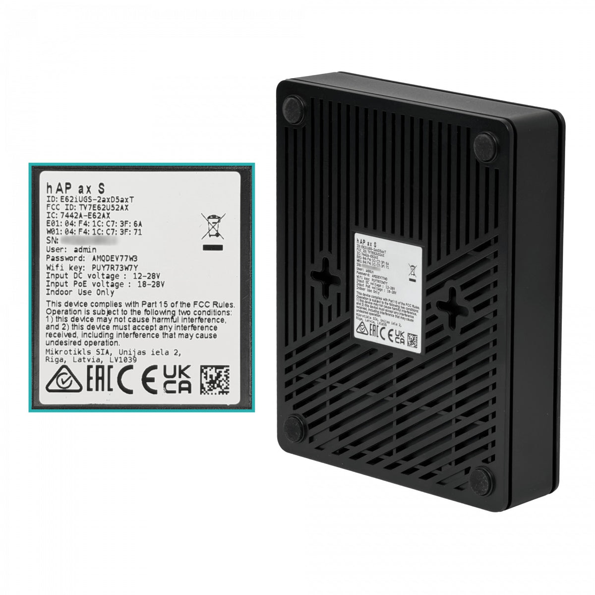 HAP-AX-S MIKROTIK 1-SFP 5-1000 PoE-i/o AX3000 2,4GHz/5GHz 6dBi RouterOS-L4 v7