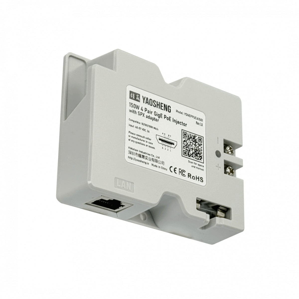 STAR-RJ45 Adaptador para Starlink V2, 1 puerto a 1000Mbps, entrada 48-52VDC 3A 150W, inyector sin cable incluido