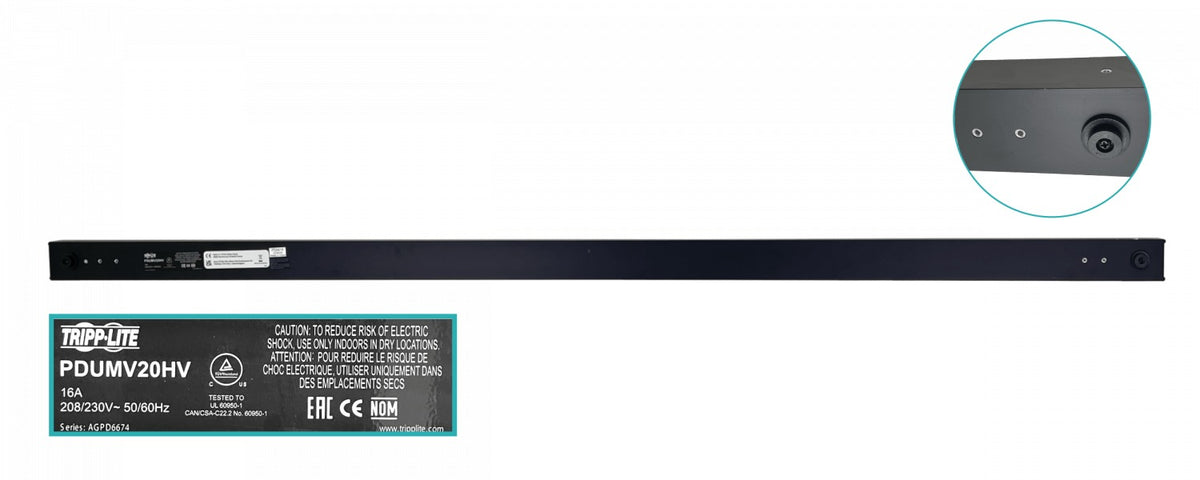 PDUMV20HV. TRIPPLITE Distribuidor Energía Vertical 20 Amperios 32 tomas C13 6 tomas C19 1 toma C20 incluye medidor corriente