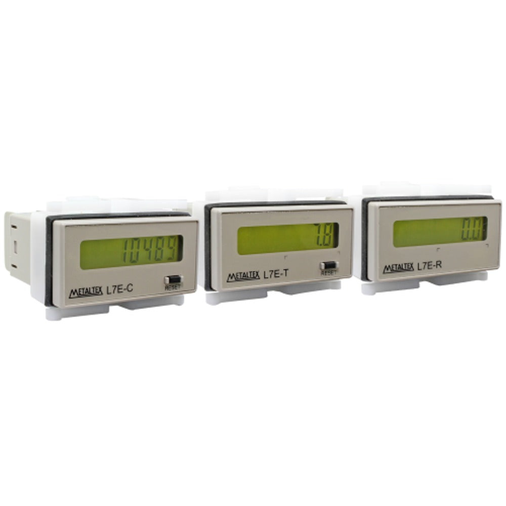 Contador de pulsos, Totalizador de Horas, Tacómetro con backlight Serie L7E - Contador Digital 8 Dígitos - Cotacto Seco