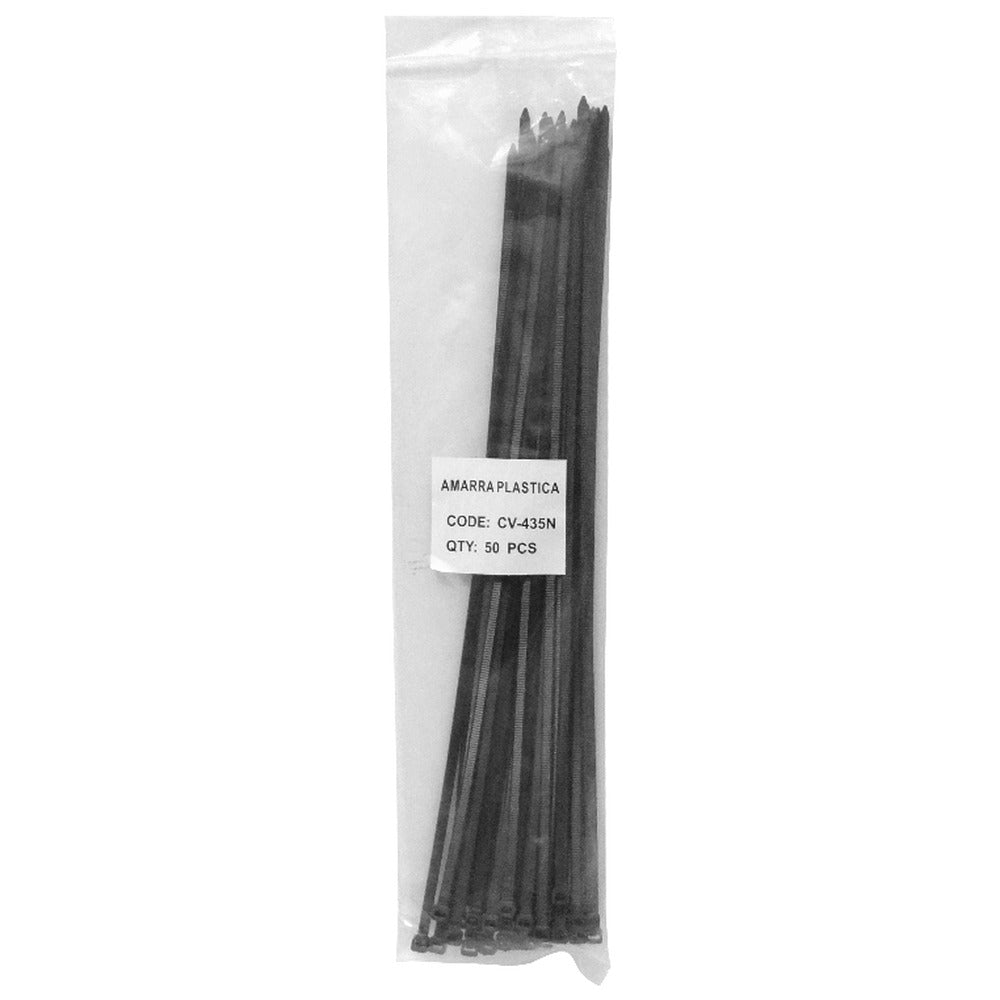 CV-435N. 50-un 350x4,8mm Negra Amarra Plastica Nylon 4.8x350mm