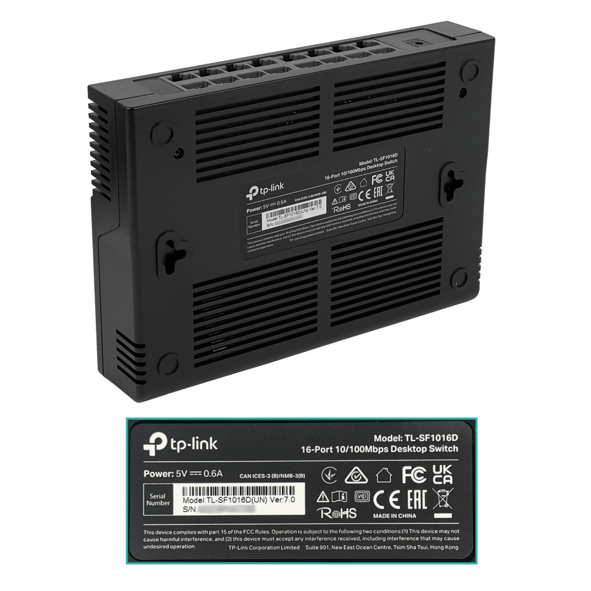 TL-SF1016D TP-LINK 16-100 Conmutador Escritorio no-Administrable no-Rack 10/100 inc9V/0,6A
