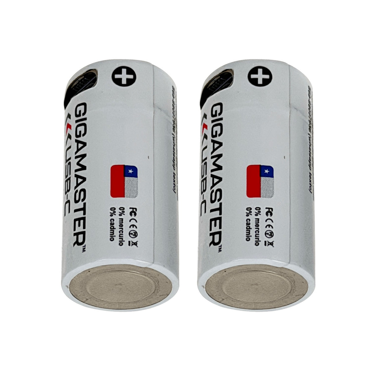 CR123-C 2-unidades Baterías 3,7V USB-C Recargable 2700mWh 16x32mm Litio Pila/Acumulador