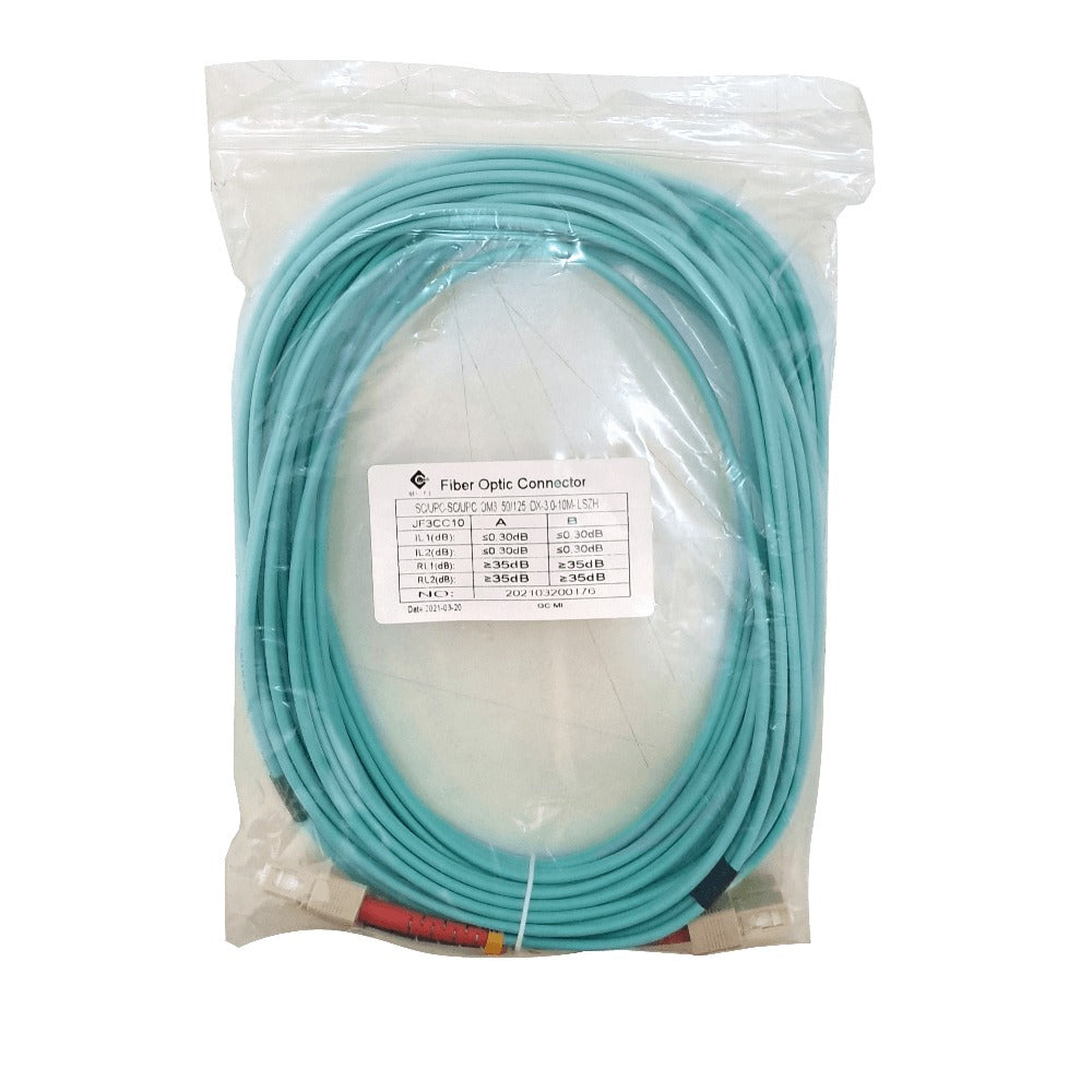 JF3CC10 10 metros SC-SC OM3 Multimodo MM Dúplex Cable de Fibra 3.0mm 50/125µm LSZH