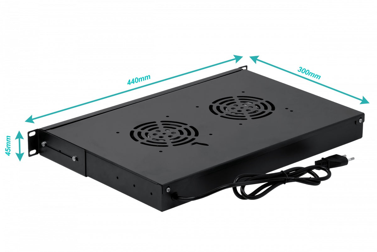 RAT-1L LINKMADE 1U 2-Coolers Negro c/Interruptor-Encendido 220VAC