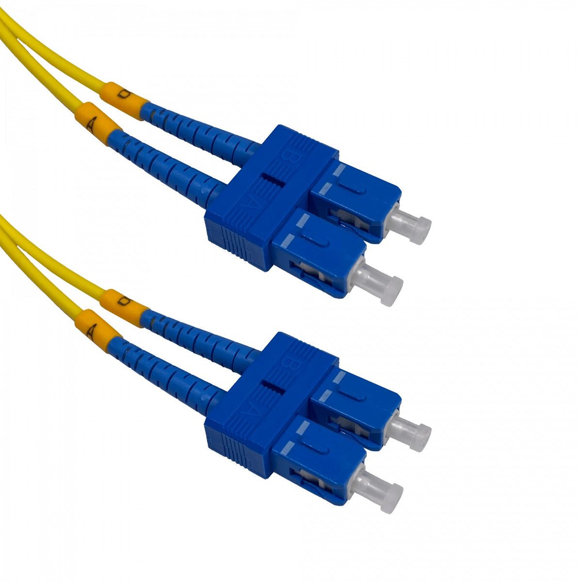 JFSCC2. Cable patch de fibra óptica monomodo dúplex de 2 metros, conectores SC a SC/UPC, diámetro 3 mm, núcleo/revestimiento 9/125 µm.