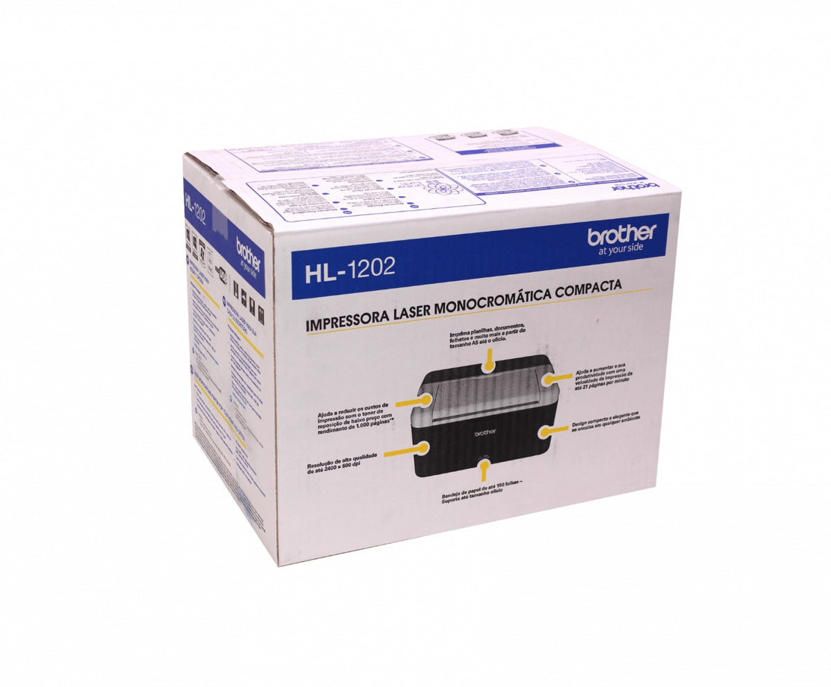 HL-1202 BROTHER Impresora láser monocromo solo-USB, velocidad 21ppm, resolución 2400x600dpi, bandeja 150 hojas, usa tóner TN1060