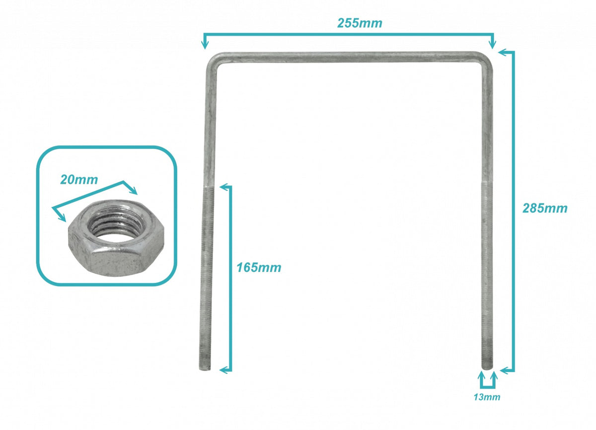 KTL0035 255x285x13x160mm 4xHexagonal-21mm Abrazadera 1/2 BT para Poste