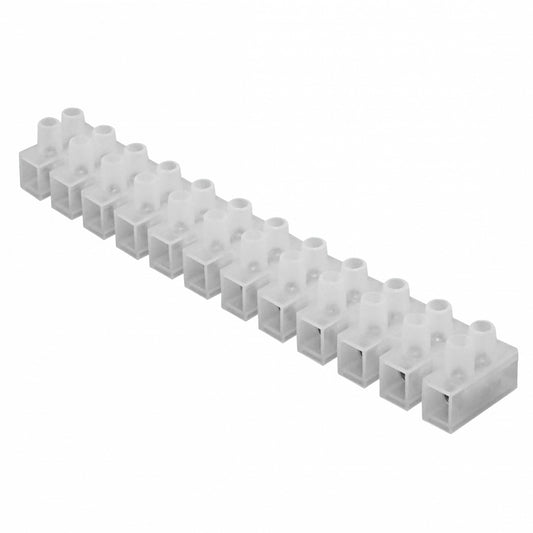 REGLETA-100A. Regleta de conexión con tornillos de 12 pares, capacidad de 100 amperios, cable de 21,2 mm², 380 V, máximo 100 A, dimensiones 226x35x29 mm