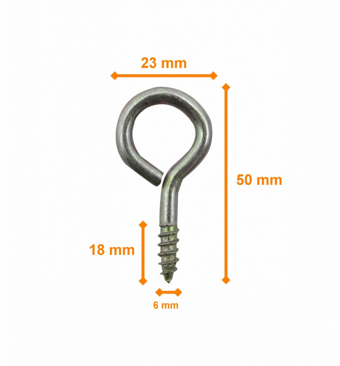 CANC-C23. 12-unids. M6 Hilo-6x18mm 23mm-Cancamo-Cerrado 50mm-Largo-Total