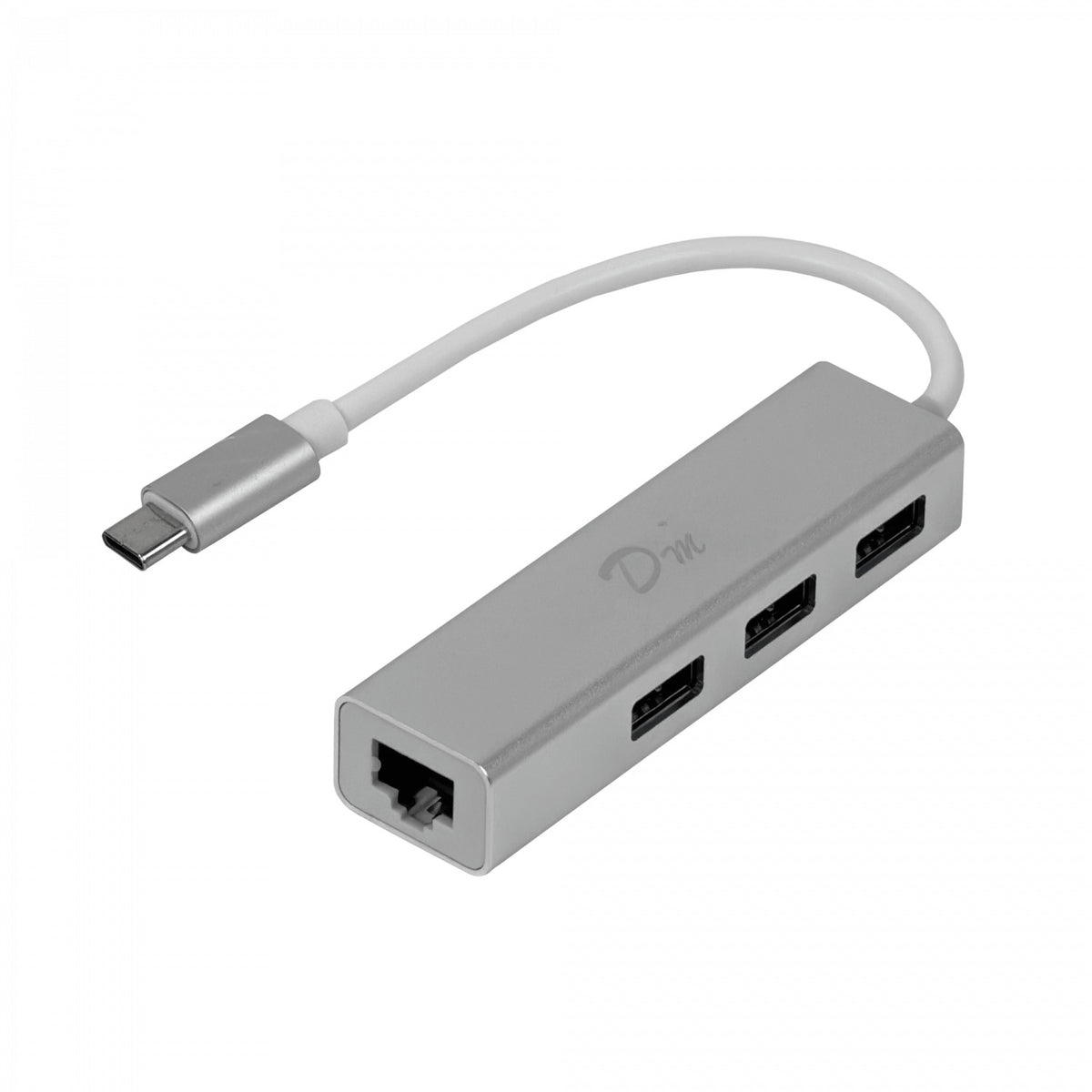 USBC-LAN-HUB Adaptador USB-C Macho a Ethernet-RJ45 10/100mbps Concentrador 3 Puertos USB-A Blanco USB3.1