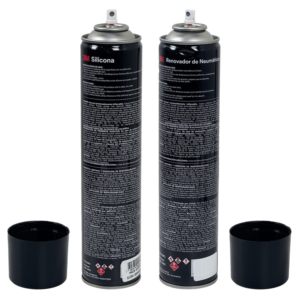 KIT-3M 3M Estuche de Limpieza Aerosol-480ml de Silicona y Restaurador de Neumáticos