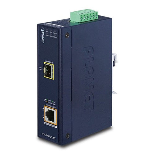 Conversor de Medios Industrial PoE++ de 1 Puerto 100/1000X a 1 Puerto 10/100/1000T 802.3bt PoE++