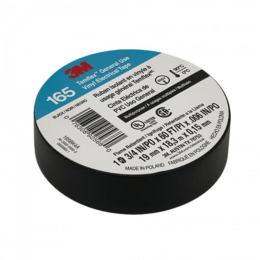 TEMFLEX-18N 3M 18m Largo 165 Negra Cinta Aislante de PVC 19mm 0,15mm 600V 0-90ºC