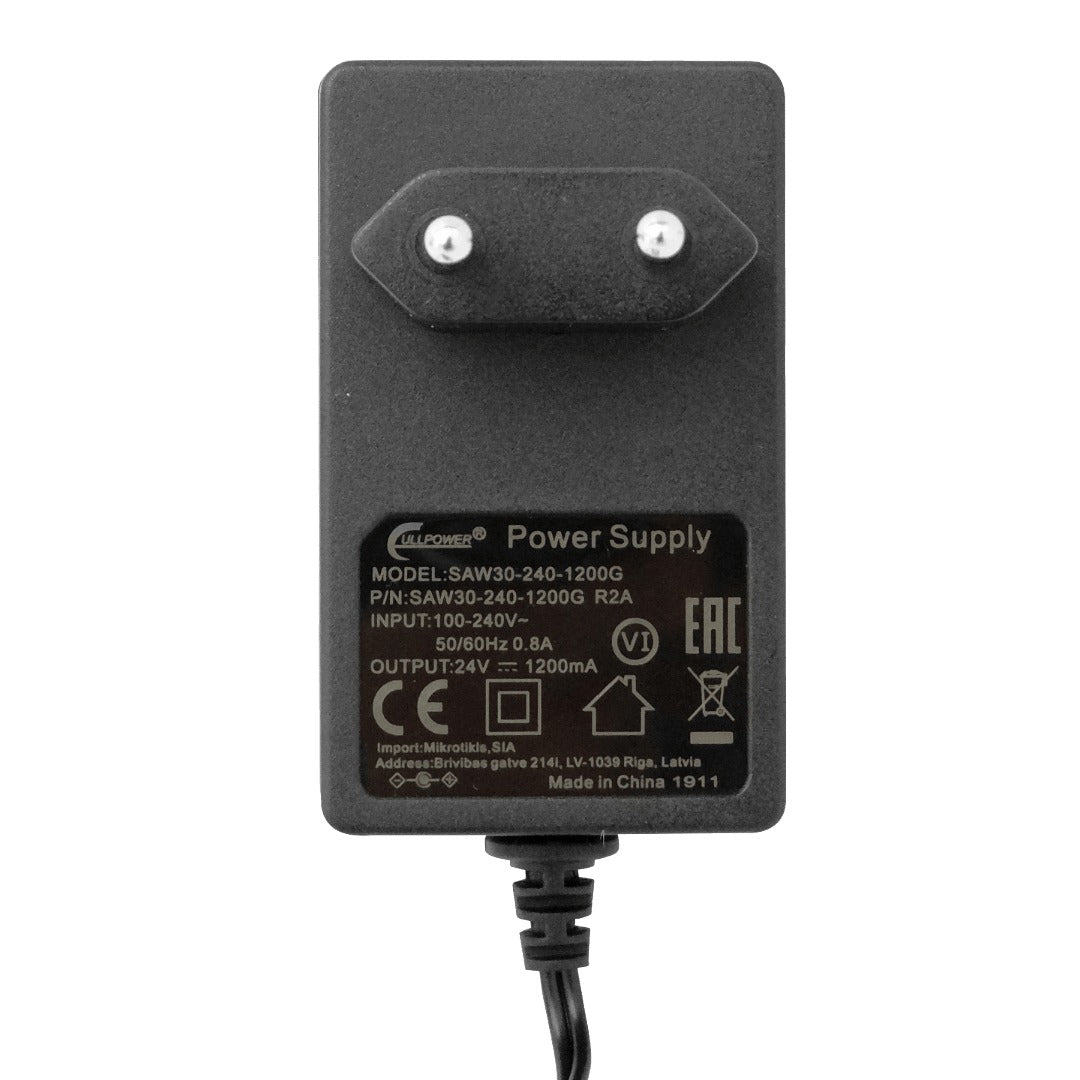 F24-W29A MIKROTIK Adaptador de corriente con enchufe acodado 24VDC 1,2A 29W para interior conector 5,5x2,1mm