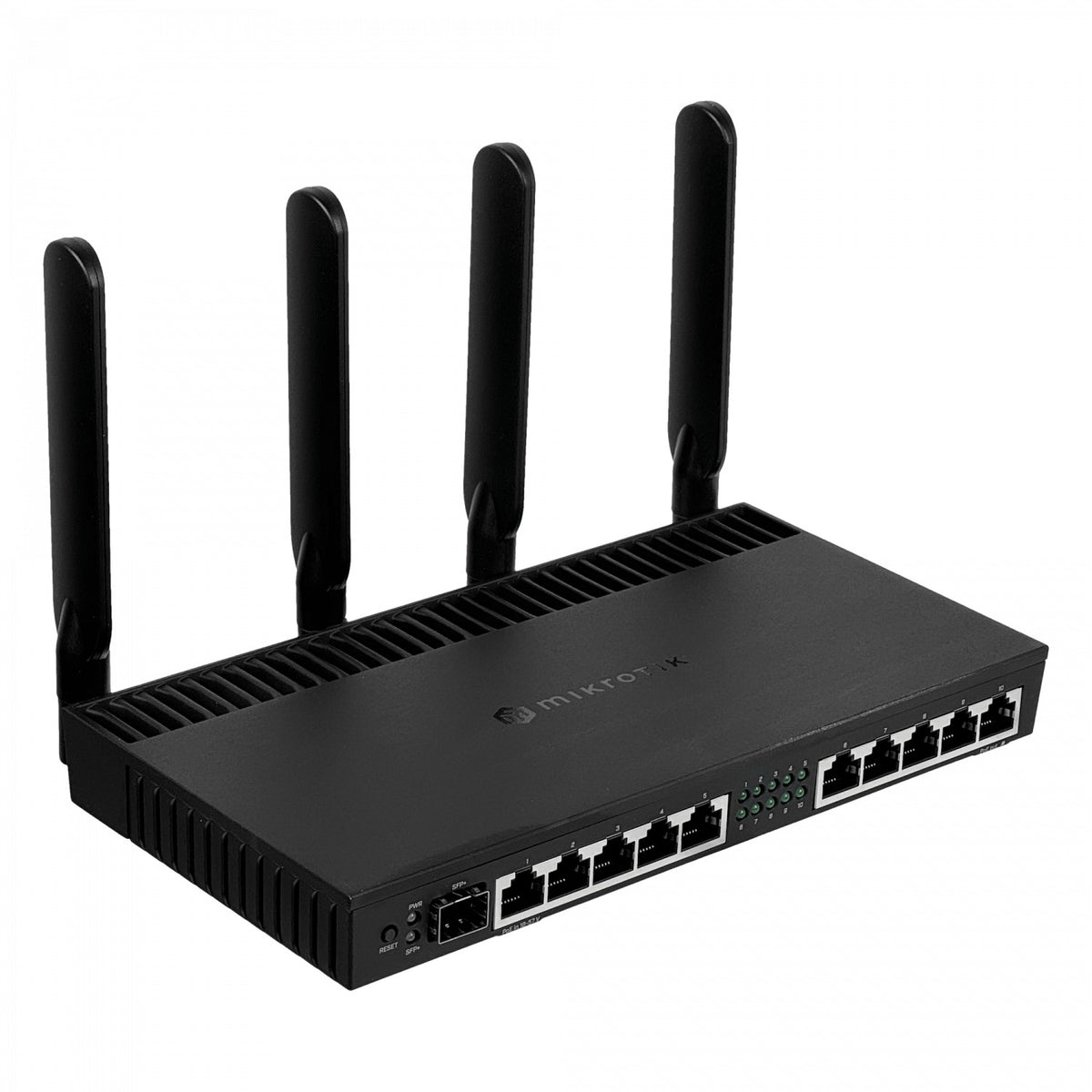 RB4011IGS+IN Router MIKROTIK, requiere cable, 10 puertos 1000Mbps, 1 SFP+ 10G, fuente AC 2000mW, Licencia 5, CPU 1.4GHz x4, 4 antenas fijas 3dBi