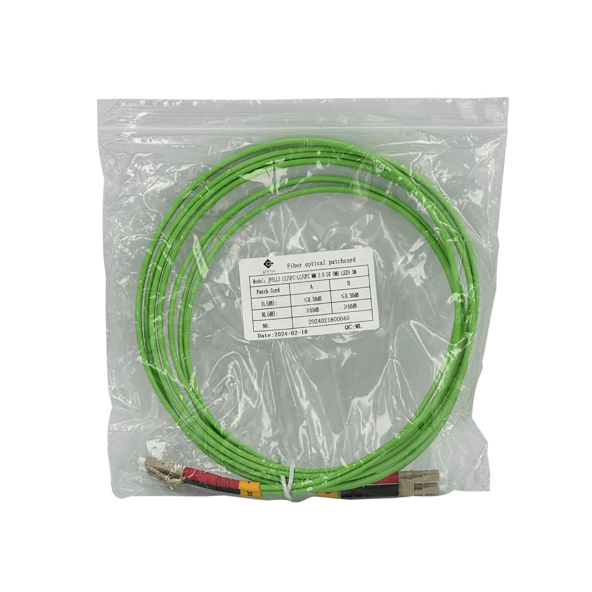 JF5LL3 3 metros LC-LC OM5 Multimodo MM Dúplex Latiguillo de Fibra 3.0mm 50/125um LSZH