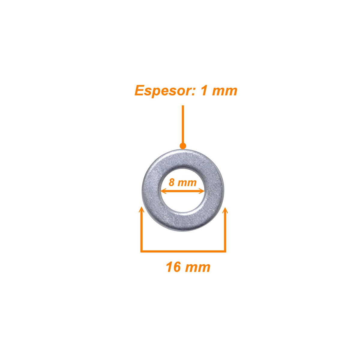 GOL-M8 Arandelas M8 10 piezas 16x8x1,0mm compatibles con Tornillo Sin Fin M8-230