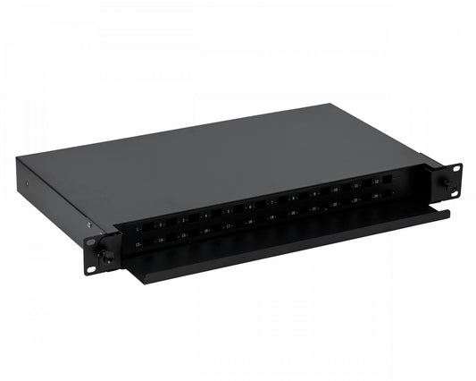 CFR24CL-D LINKMADE Bandeja deslizante para cabecera de fibra óptica 1U con capacidad para 24 conectores SC y 48 LC, requiere acopladores rectangulares