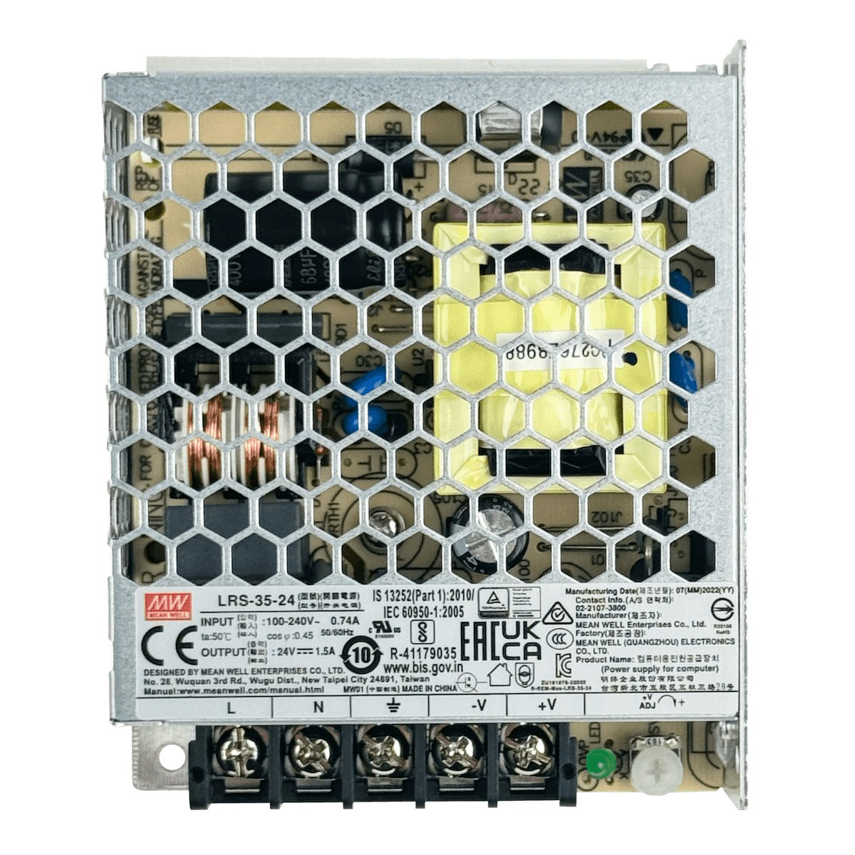 LRS-35-24 MEANWELL 36W 24V 1,5A regulable/21,6-28,8V Marco-Abierto Fuente-Alimentación 100-240VAC