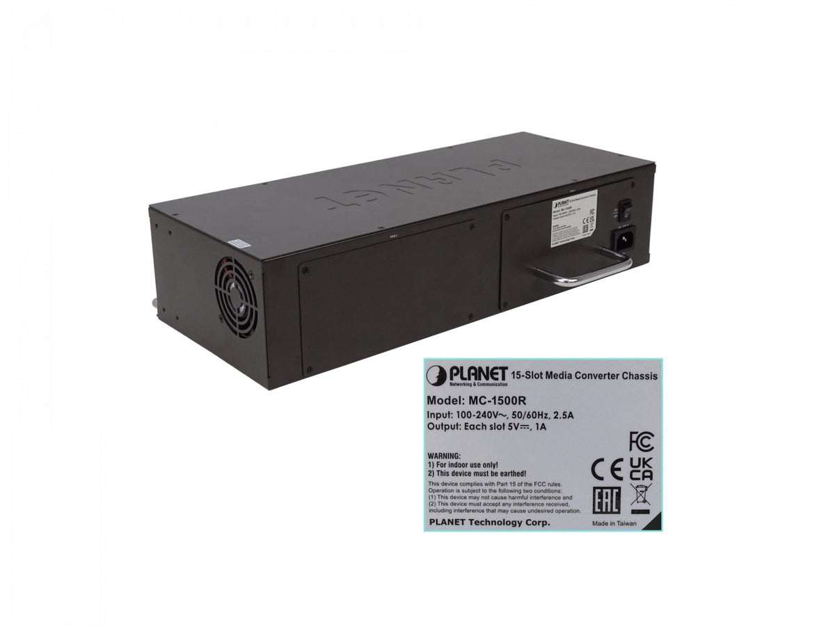 MC-1500R PLANET Bastidor Convertidor de Medios de 15 Bahías para Instalación en Rack