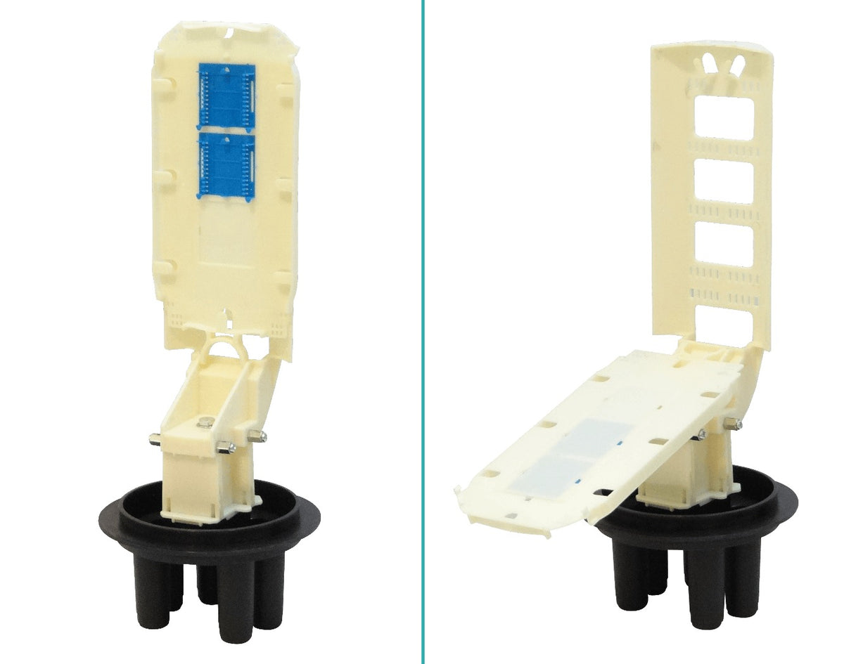 MUFA-35 Cierre de Empalme Vertical Tipo Domo para 36 Fusiones con 1/6 Charolas de 23x56cm y 6 Puertos de 27mm