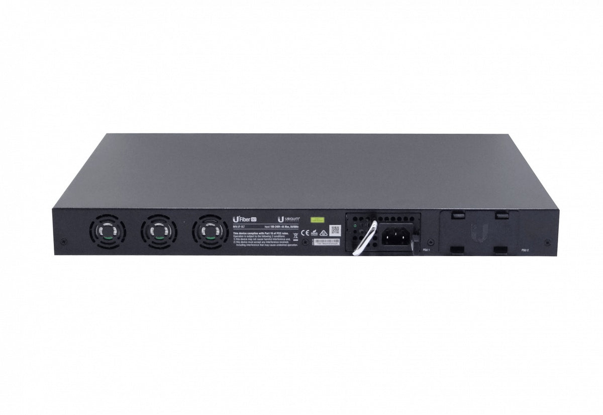 UF-OLT. Unidad OLT con 8 puertos GPON, 2 ranuras SFP+ de 10G, 1 consola RJ45 y 1 puerto de gestión IP para FTTH UFiber UF-OLT-EU de Ubiquiti