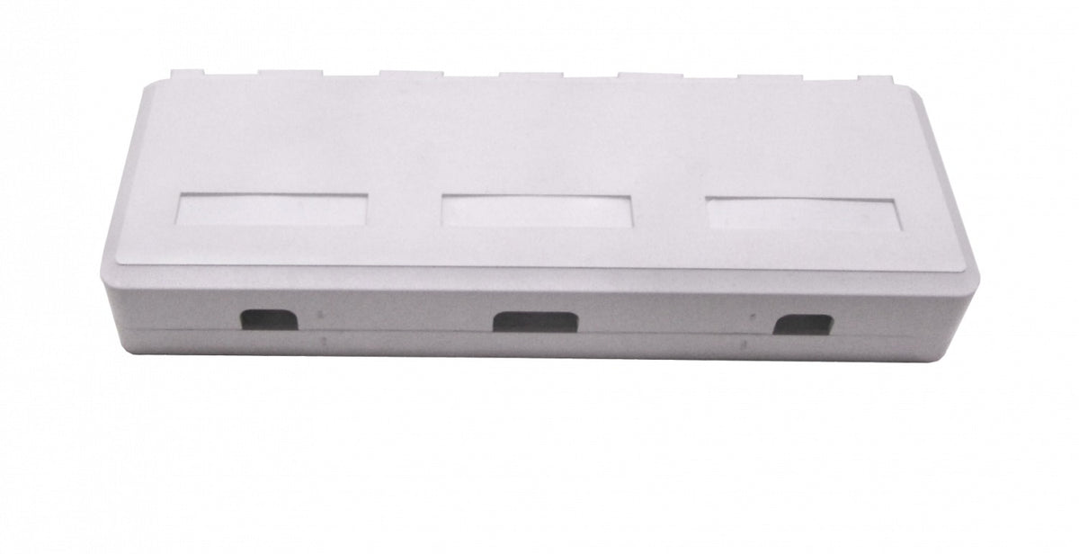 RST-6 Soporte de superficie vacío para 6 conectores Keystone, color blanco, incluye tapa con doble contacto.