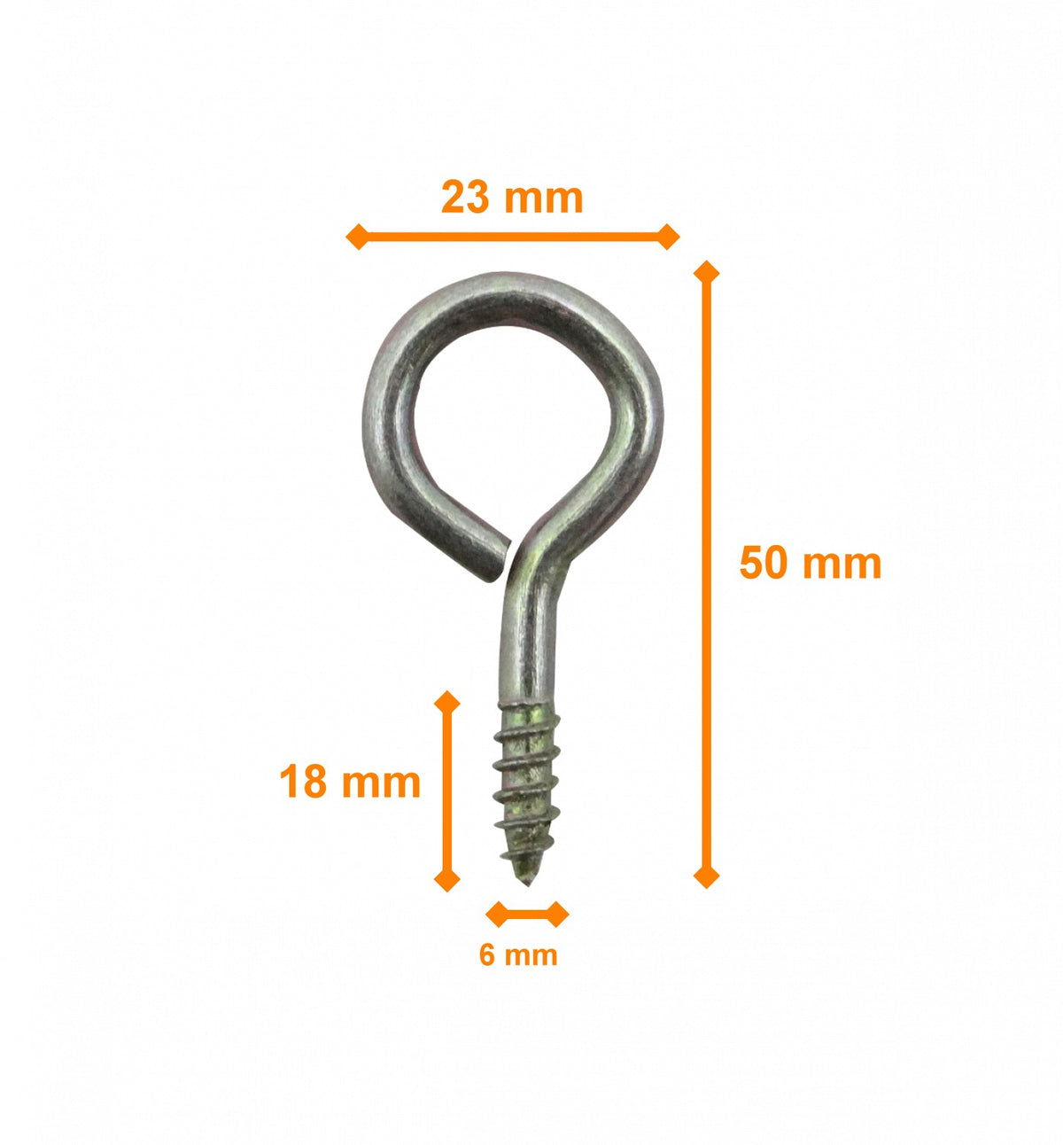 CANC-C23. 12-unids. M6 Hilo-6x18mm 23mm-Cancamo-Cerrado 50mm-Largo-Total