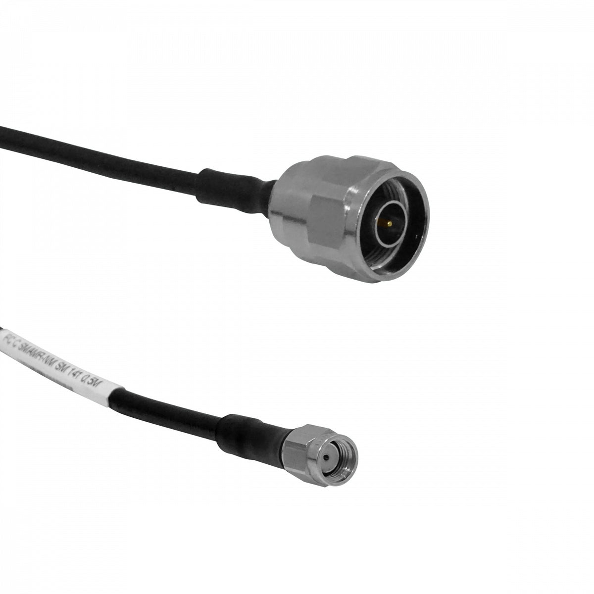 2NR 50cm RPSMA-Macho N-Macho SM141 2-Latiguillos Coaxiales Negros Semirrígidos 0,5mt