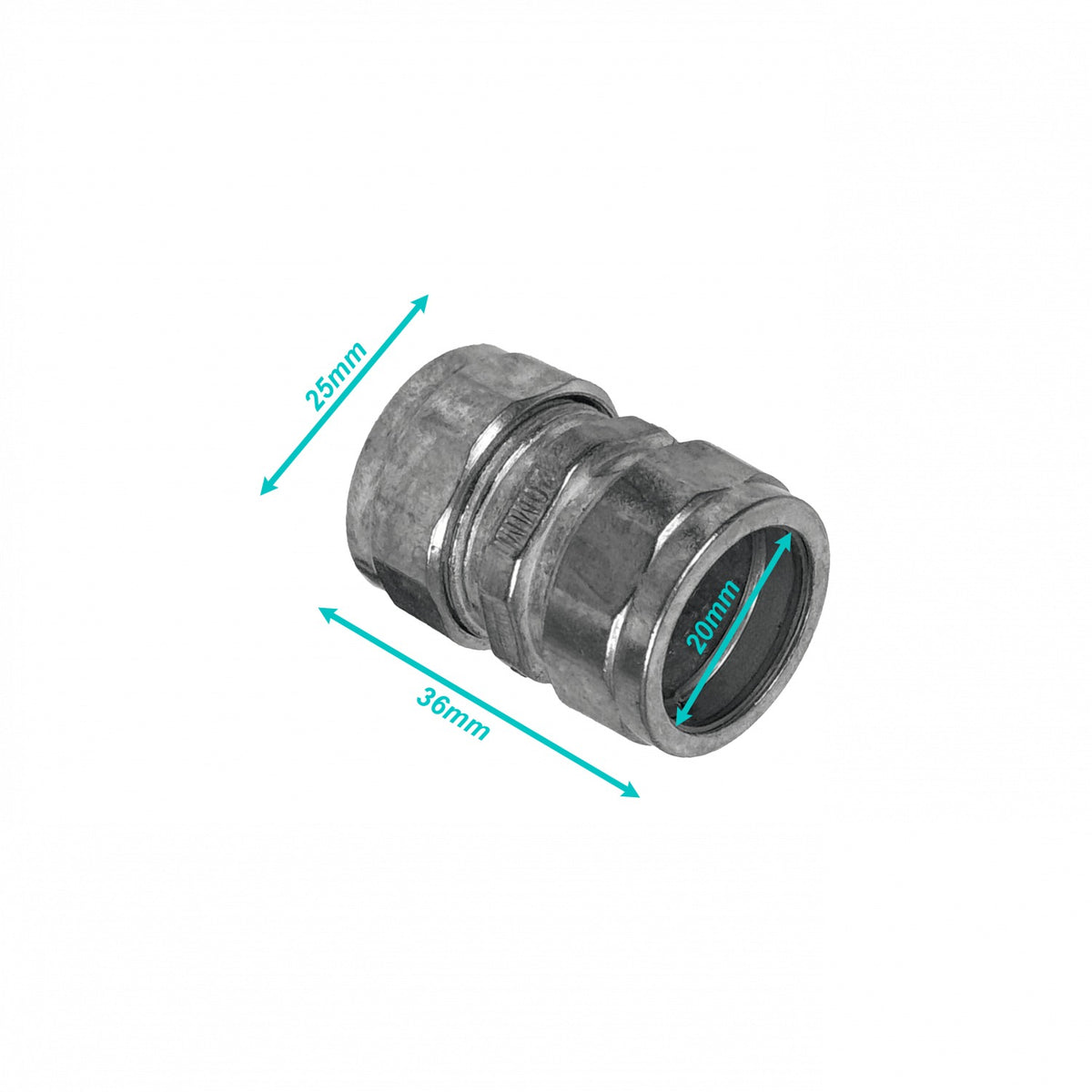 EMT20-UC Acoplador de Compresión 20mm Acero Zincado para Tubería EMT 20,0mm