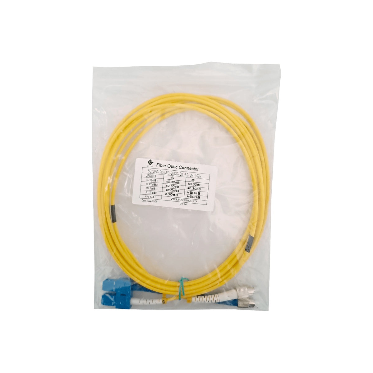 JFSCF3 3mt SC-FC Monomodo SM Duplex Latiguillo Cable Fibra 9/125um 3.0mm