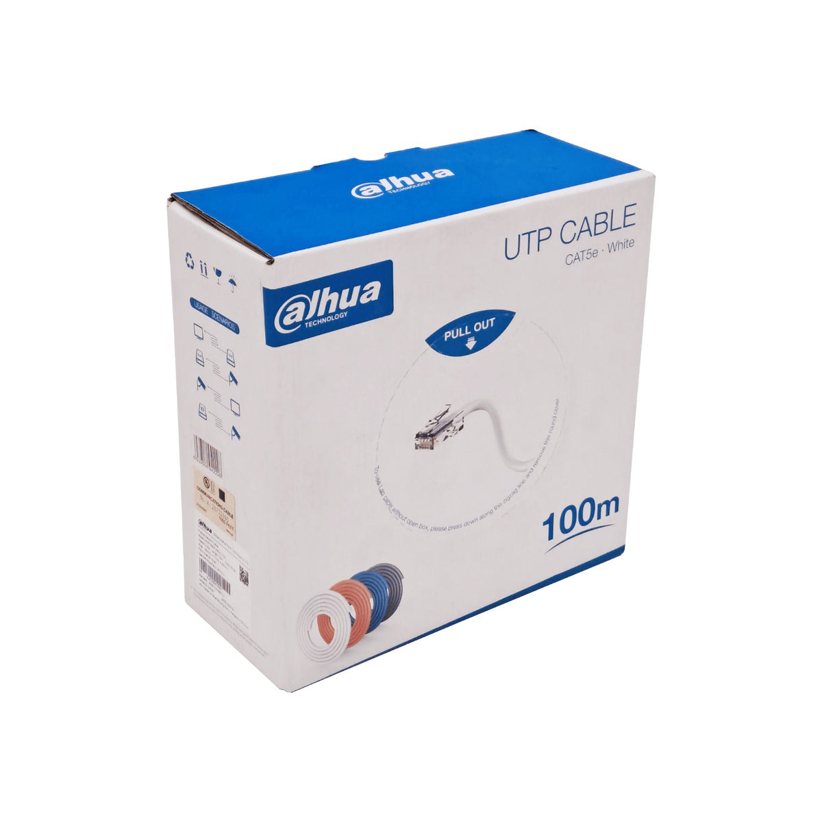 CBD-UW1 DAHUA Red de 100 metros categoría 5e color Blanco cubierta PVC cable UTP monohilo núcleo Cobre calibre AWG24 referencia PFM920I-5EU