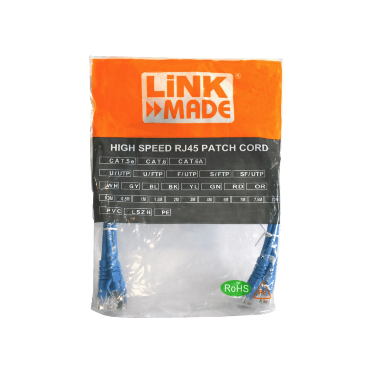 CP6A-05-4 LINKMADE 4 unidades 50cm CAT6 Azul LSZH Cable de parcheo inyectado 4x0,5 metros