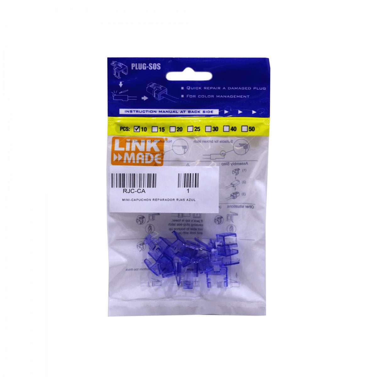 RJC-CA LINKMADE AZUL MINI-TAPA REPARADOR RJ45 PAQUETE-10U.