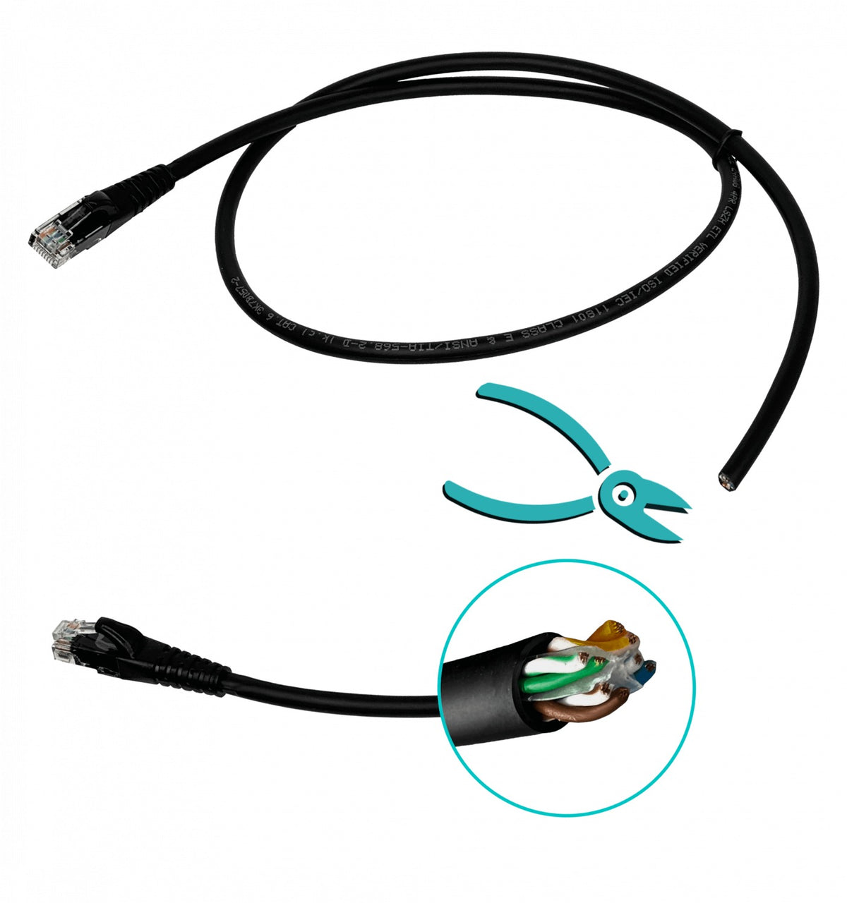 CP6N-10L LINKMADE 1MT CAT6 NEGRO LSZH LATIGUILLO DE RED MOLDEADO MULTIFILAR